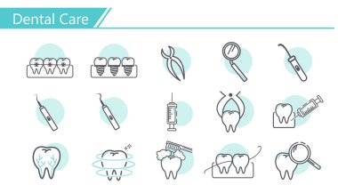 Diş Bakımı kavramı Icon set - basit çizgi serisi