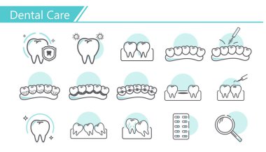 Diş Bakımı kavramı Icon set - basit çizgi serisi