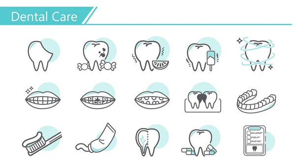 Dental Care Concept Icon Set Simple Line Series — Stock Vector