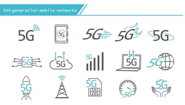 5g cep telefonu şebekeleri kavramı simgesi - basit çizgi serisi