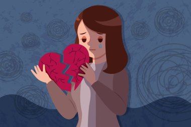 üzgün ve depresyonda kadın tut kırık kalp