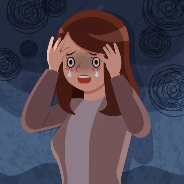 Femeie Supărată Deprimată Plângând Din Păcate Concept — Vector de stoc