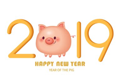 sevimli çizgi domuz 2019 mutlu yeni yıl ile