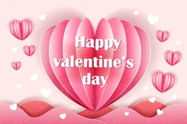Valentinen Aus Bastelpapier Design Auf Rosa Hintergrund — Stockvektor