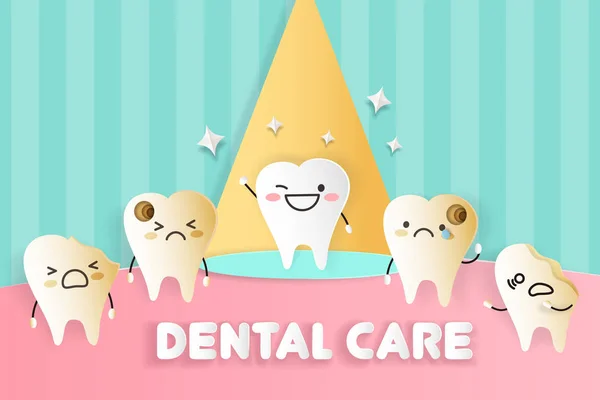 Tooth Met Tandheelkundige Zorg Concept Groene Achtergrond — Stockvector