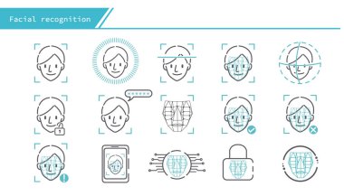 face recognition concept icon set - Simple Line Series  clipart