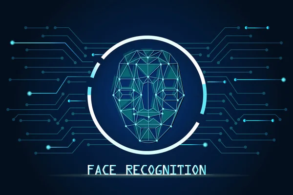 Concept Reconnaissance Faciale Avec Visage Arrière Plan Technologique — Image vectorielle