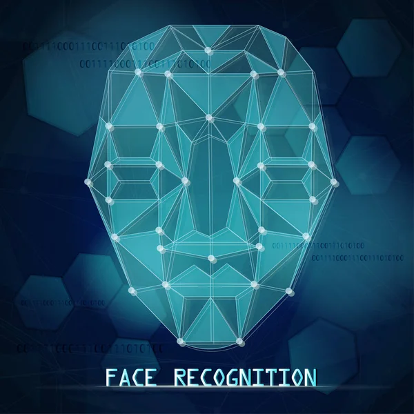 Concept Reconnaissance Faciale Avec Visage Arrière Plan Technologique — Image vectorielle