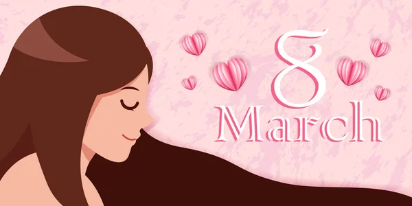 Концепция Счастливого Женского Дня Сердцем Розовом Фоне — стоковый вектор