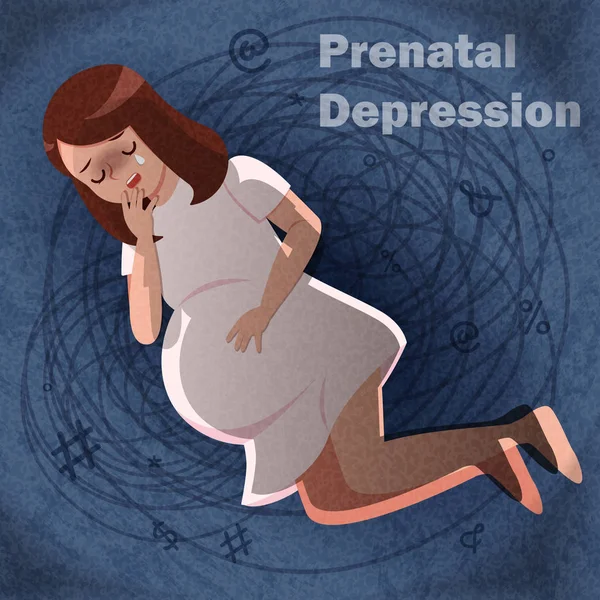 Mulher grávida sentir deprimir — Vetor de Stock