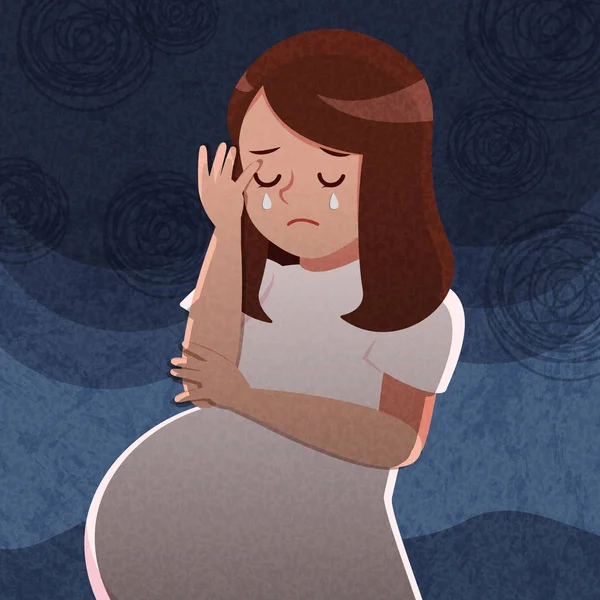 Pregnant woman feel depress — Stock Vector