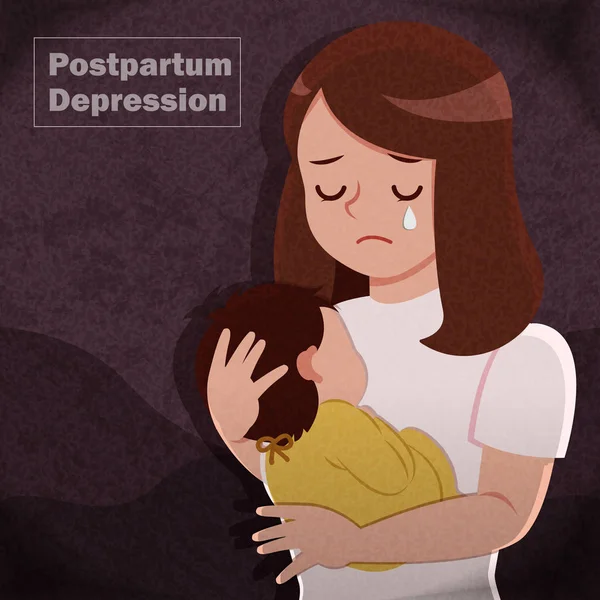 Conceptul depresiei postpartum — Vector de stoc