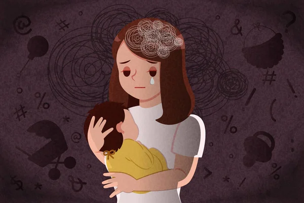 産後うつ病の概念 — ストックベクタ