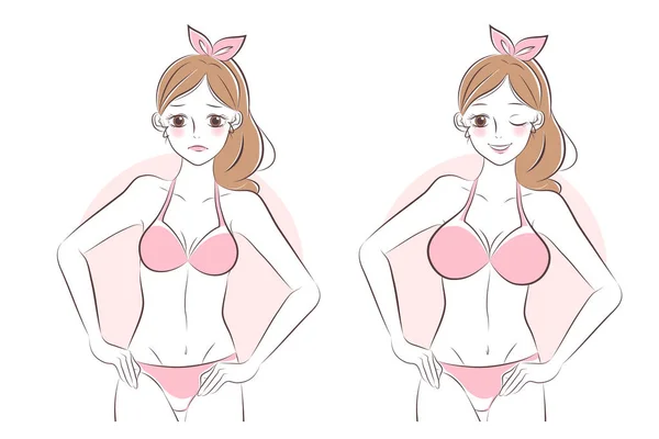 The girl with breast augmentation — Stock Vector