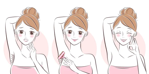 Wanita tentang hair removal - Stok Vektor