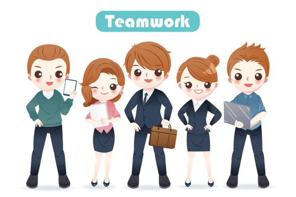Teamwork of business people — Stock Vector