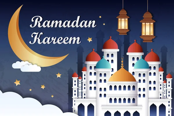 Design Ramadan în arta hârtiei — Vector de stoc