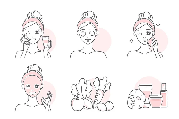 Mujer con máscara facial natural — Vector de stock