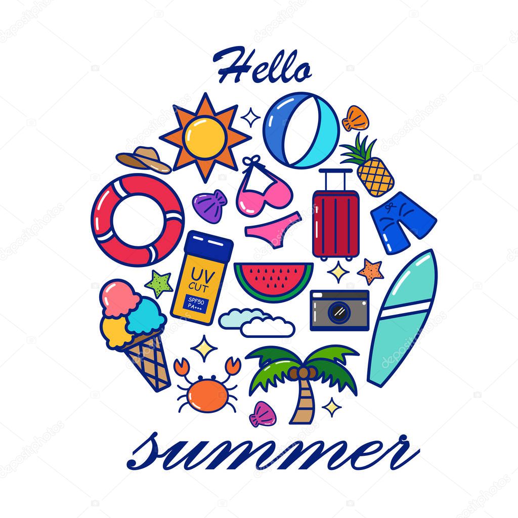 summer and travel icon set