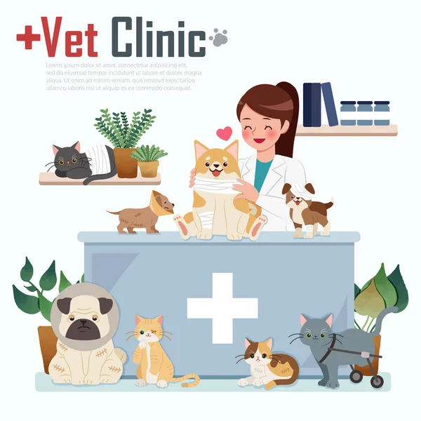 Konsep klinik dokter hewan Grafik Vektor