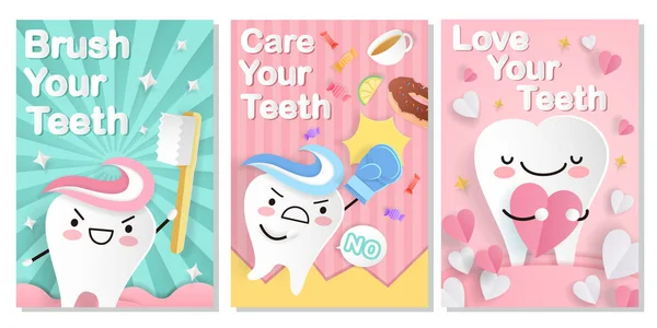Δόντι με κάρτα οδοντικής φροντίδας — Διανυσματικό Αρχείο