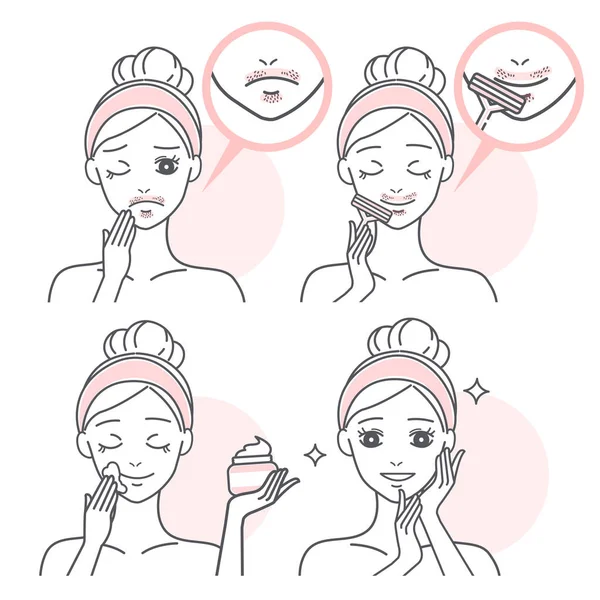 卡通女人与胡子问题 — 图库矢量图片