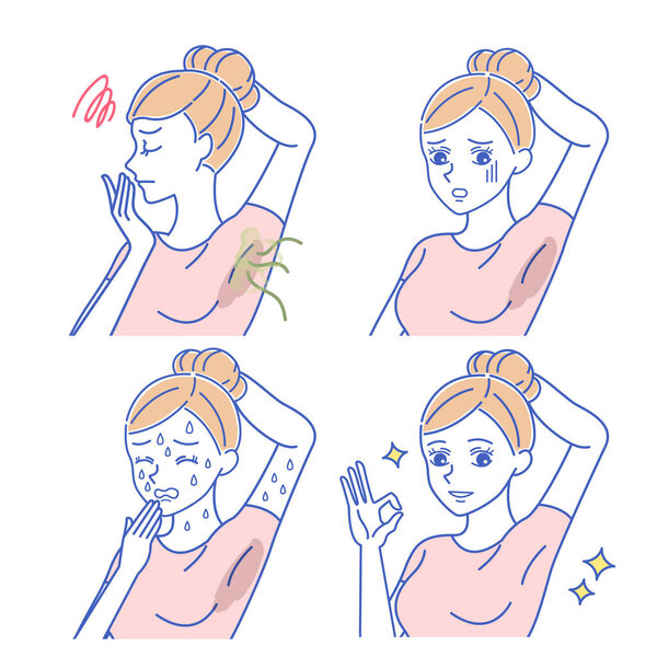 cartoon woman with body odor