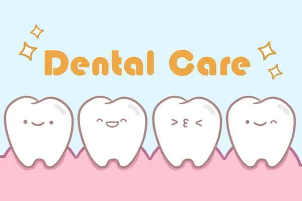 Diente de dibujos animados con cuidado dental — Vector de stock