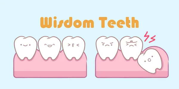Cartoon tand met tandheelkundige zorg — Stockvector