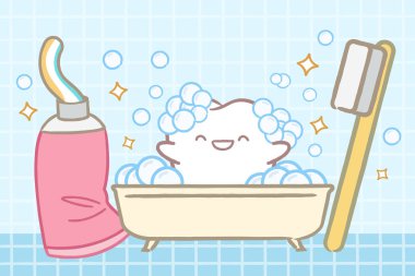 çizgi film diş fırçası ile