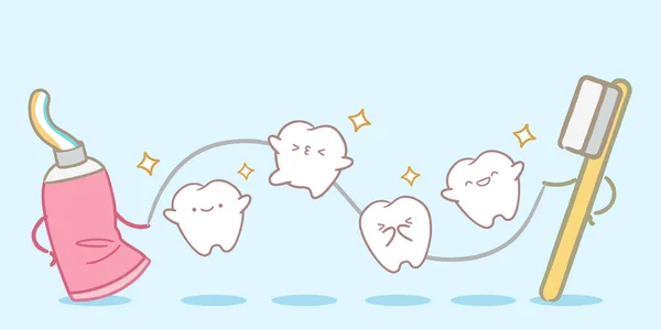 Zahn spielt mit Zahnseide — Stockvektor