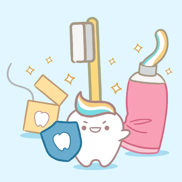 可爱的卡通牙齿健康概念 — 图库矢量图片