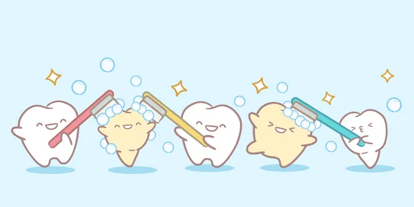 Denti dei cartoni animati che tengono spazzolino da denti — Vettoriale Stock