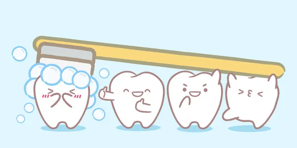 Cepillado lindos dientes de dibujos animados — Vector de stock