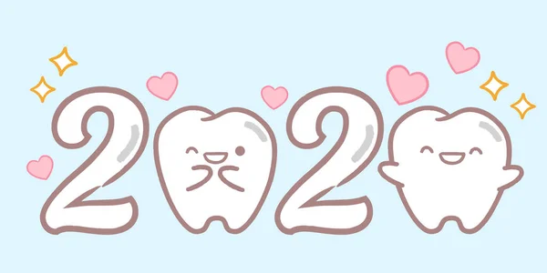 Cartoon tooth hold 2020 Stock Vector