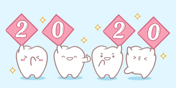 Cartoon tooth hold 2020 Лицензионные Стоковые Векторы