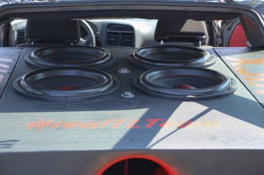 Yoshkar-Ola, Rusya, 11 Ağustos 2018: Auto Sergisi - otomatik ses yarışması. Arabada ses basıncı şampiyonada.