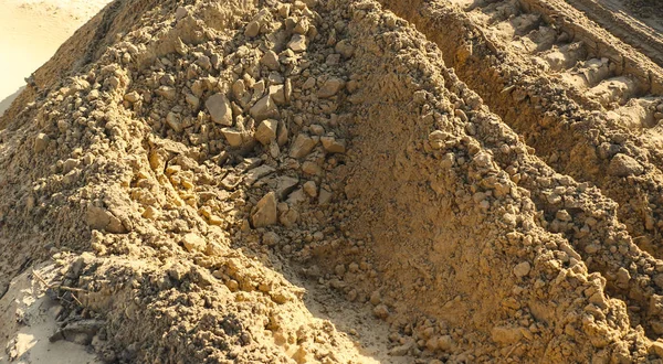 Texturen Sanden Från Sandkarriären Med Olika Spår — Stockfoto