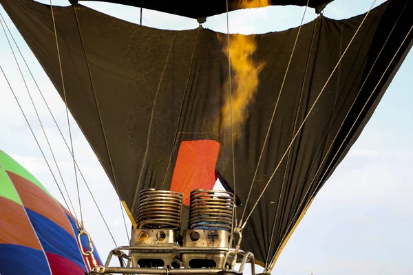 Ballon Gonflé Pour Vol Brûleur Gaz Remplit Verrière Montgolfière Air — Photo