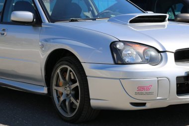 Yoshkar-Ola, Rusya Federasyonu, 17 Haziran 2018: Oto ve Motosiklet Fuarı - Festivali - Yo Zirvesi 2018 - Subaru Impreza