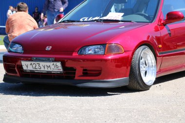 Yoshkar-Ola, Rusya, 17 Haziran 2018: Oto ve Motosiklet Fuarı - Festivali - Yo Zirvesi 2018 - Honda