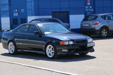 Yoshkar-Ola, Rusya, 17 Haziran 2018: Oto ve Motosiklet Fuarı - Festivali - Yo Zirvesi 2018 - Bmw