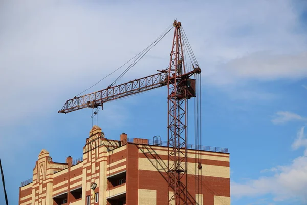 Crane Construction Site Residential Building — Stock Photo, Image