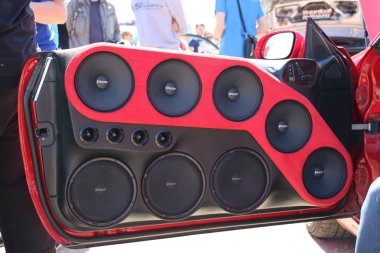 Yoshkar-Ola, Rusya Federasyonu, 17 Haziran 2018: Oto ve Motosiklet Fuarı - Festivali - Yo Zirvesi 2018 - Autosound