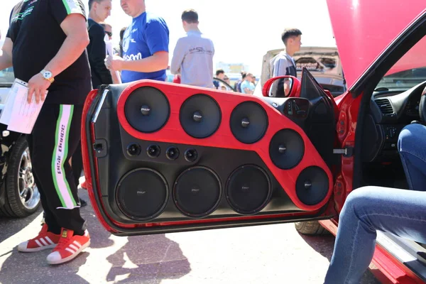 Yoshkar-Ola, Rusya Federasyonu, 17 Haziran 2018: Oto ve Motosiklet Fuarı - Festivali - Yo Zirvesi 2018 - Autosound