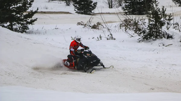 Volzhsk Russia Fevereiro 2019 Campeonato Rússia Cross Country Motos Neve — Fotografia de Stock