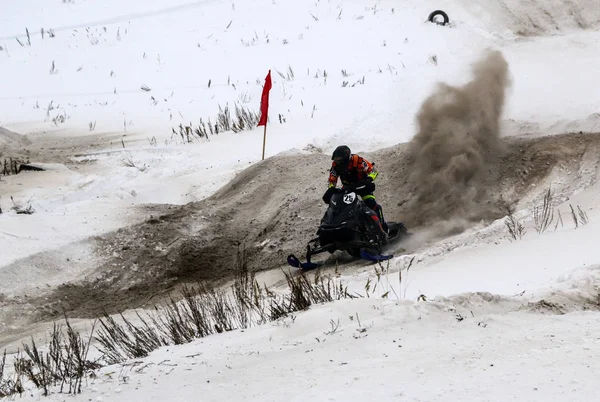 Volzhsk Ryssland Februari 2019 Mästerskapet Ryssland Längdskidor Snöskotrar — Stockfoto