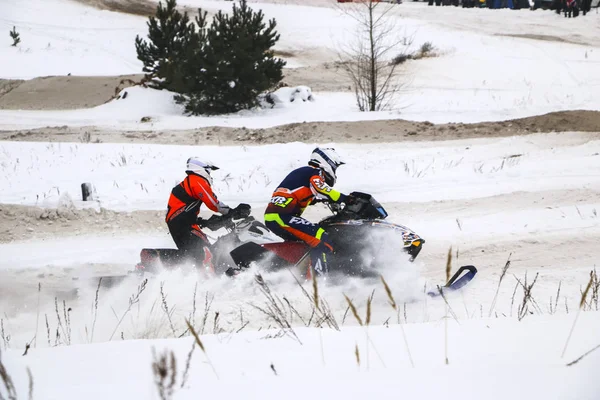 Volzhsk Russland Februar 2019 Russland Meisterschaft Cross Country Auf Schneemobilen — Stockfoto