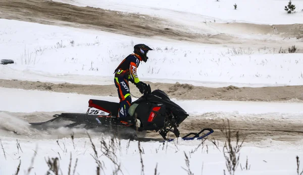 Volzhsk Rusya Şubat 2019 Şampiyonası Rusya Nın Kros Kar Motosikletleri — Stok fotoğraf