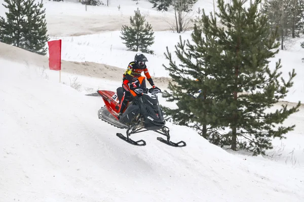 Volzhsk Russia Fevereiro 2019 Campeonato Rússia Cross Country Motos Neve — Fotografia de Stock